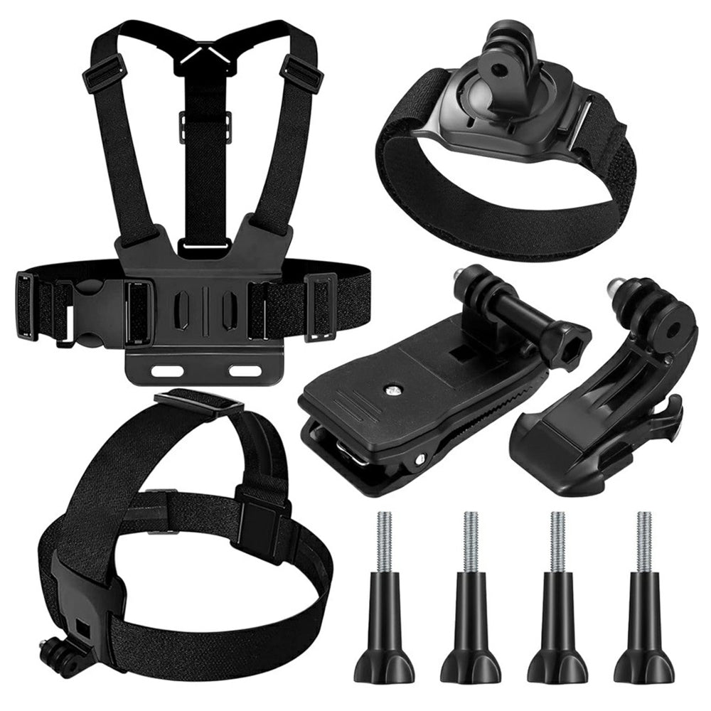 For GoPro Hero 9 / 8 / 7 / 6 / 5 9-in-1 Chest Strap Head Strap J-hook Base Sports Camera Accessories Kit For GoPro Hero 9 / 8 / 7 / 6 / 5 9-in-1 Chest Strap Head Strap J-hook Base Sports Camera Accessories Kit